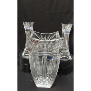 Waterford Crystal Large Vase Odssey pattern discontinued New with Stickers